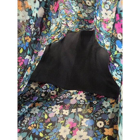 CAbi Dress Women Medium Fiesta Green Multicolor Floral Blouson Midi Smocked - Picture 3 of 7